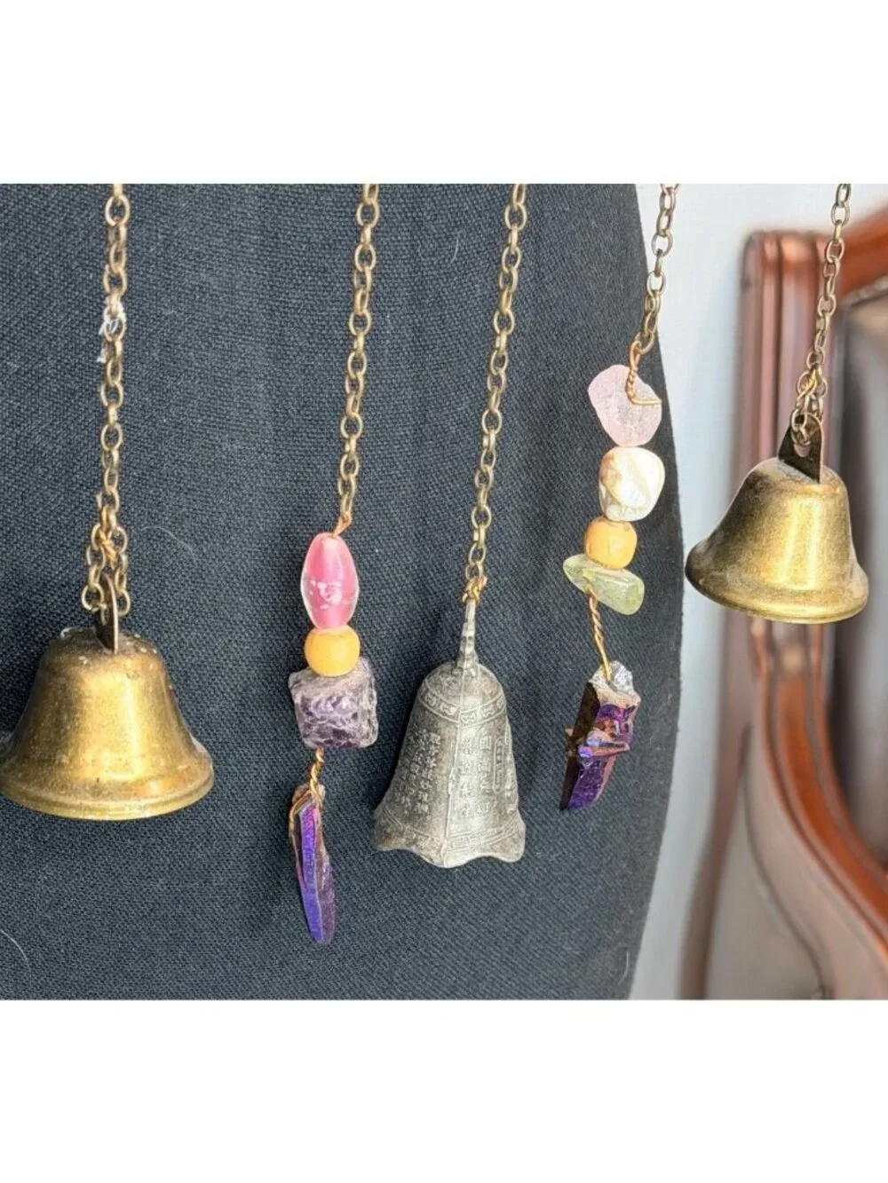 Rustic Cholla Wood Wind Chime – Boho Brass Bell Mobile, Desert Driftwood Hanging